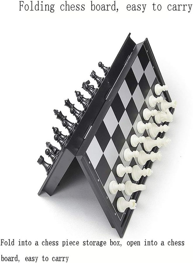 AUGEN Magnetic Educational Toys Travel Chess Set with Folding Chess Board for Kids and Adults (Small, Black & White) - Image 2
